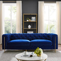 Charlene Velvet Button Tufted Sofa Blue Blue Fabric 2 Seat