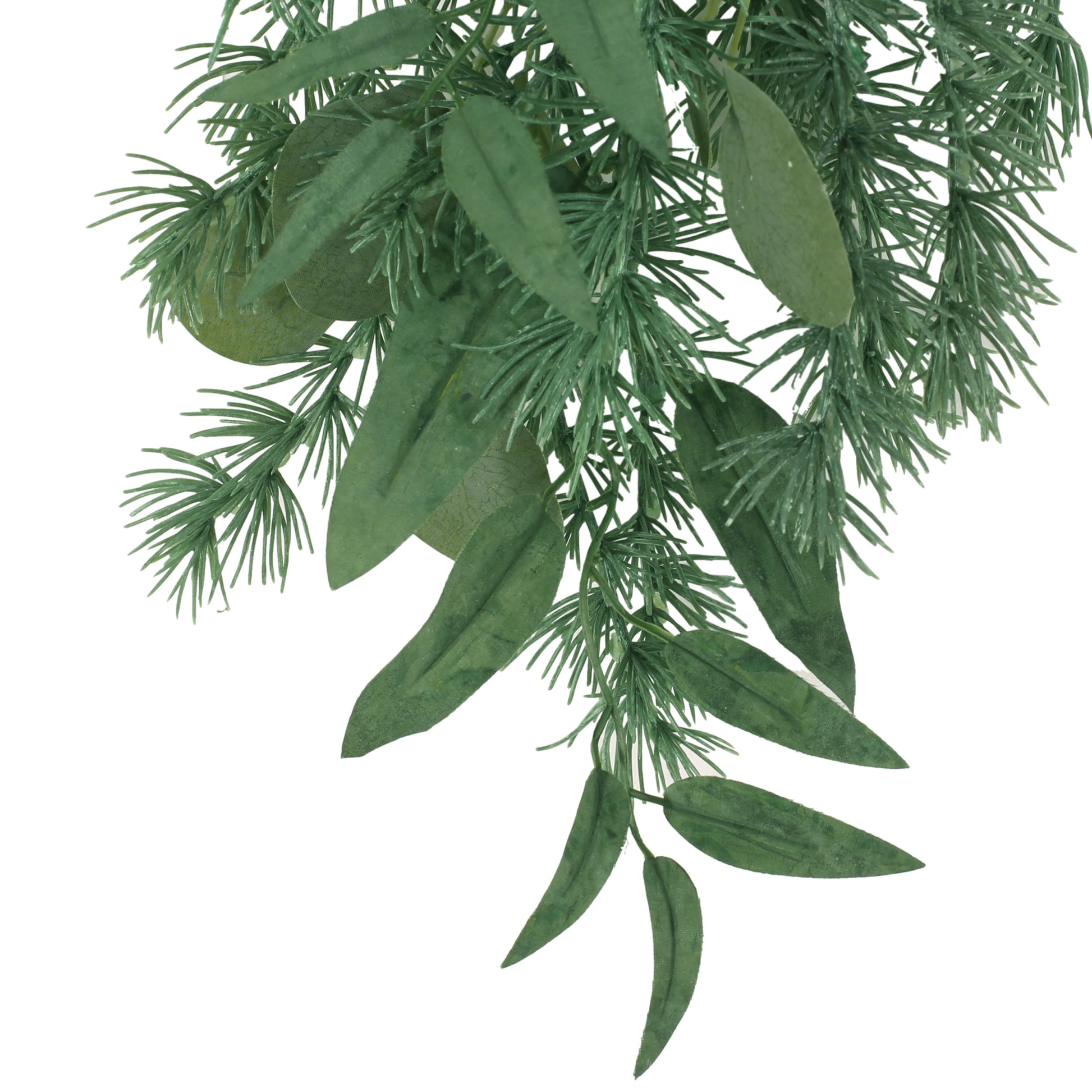 32.5" Leaves Teardrop Wreath Green Polyester