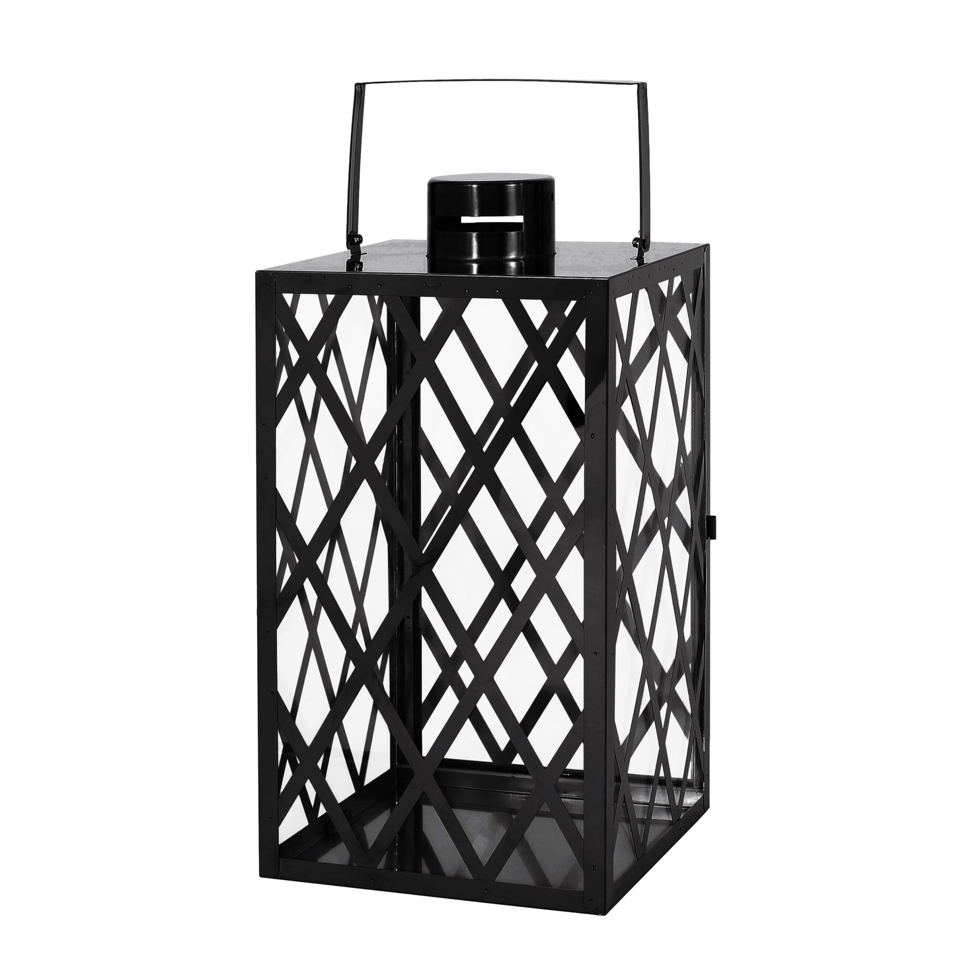 Anton 18"H Stainless Steel Lantern Black Stainless Steel