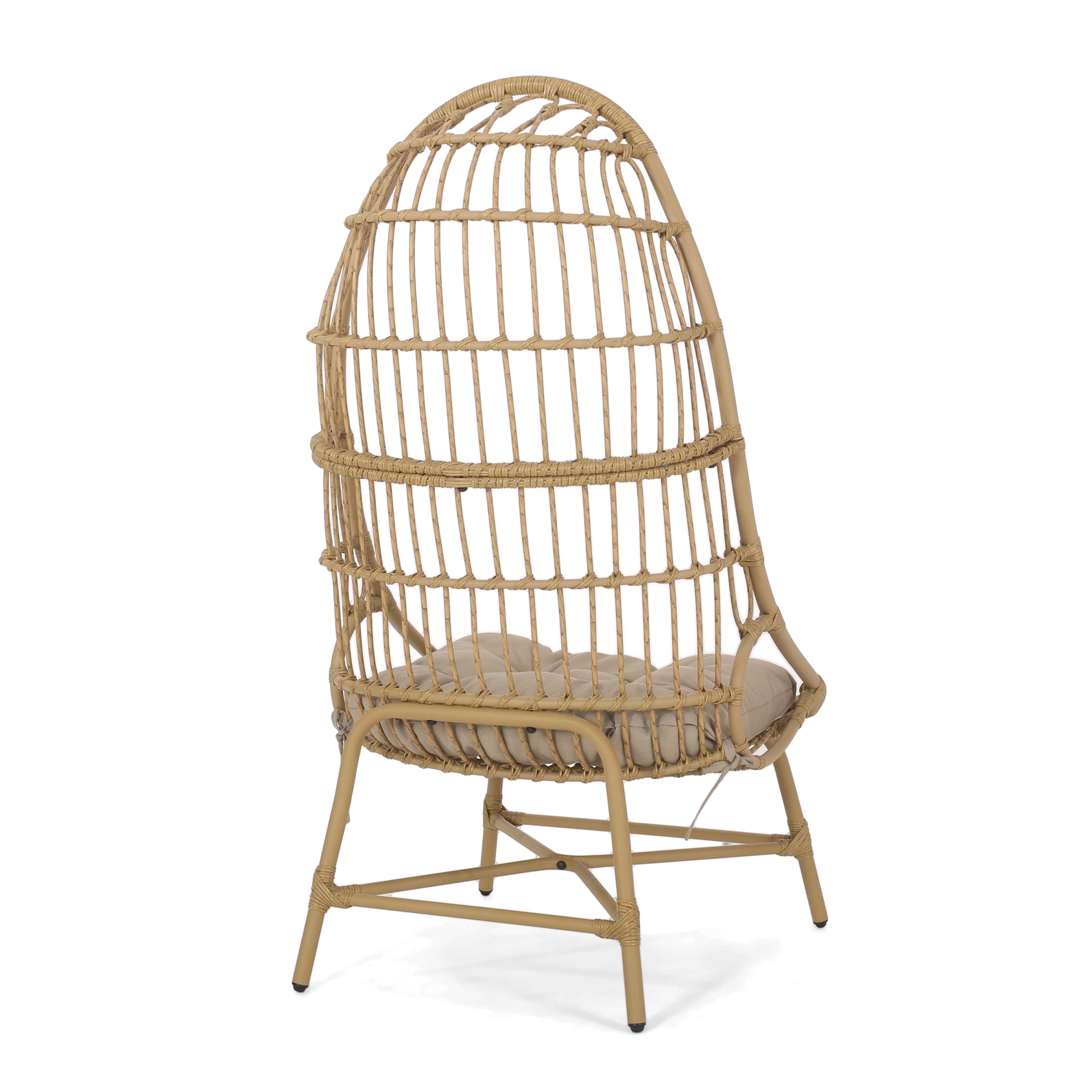 Elon Cocoon Chair Light Brown Pe Rattan Iron Waterproof Fabric