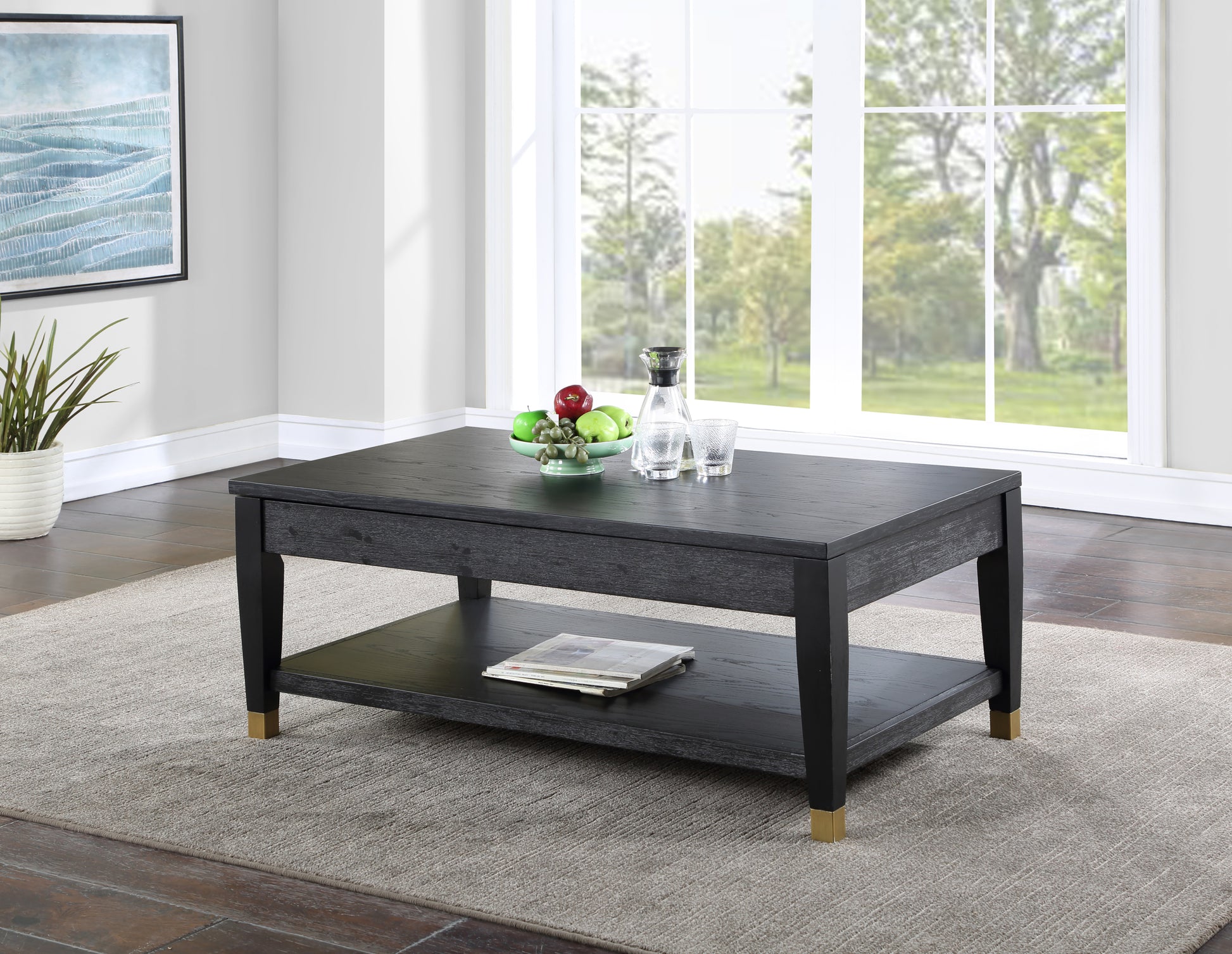 Yves Lift Top Coffee Table Black Black Wood