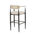 Barstool Set Of 2 Beige Brown Leather