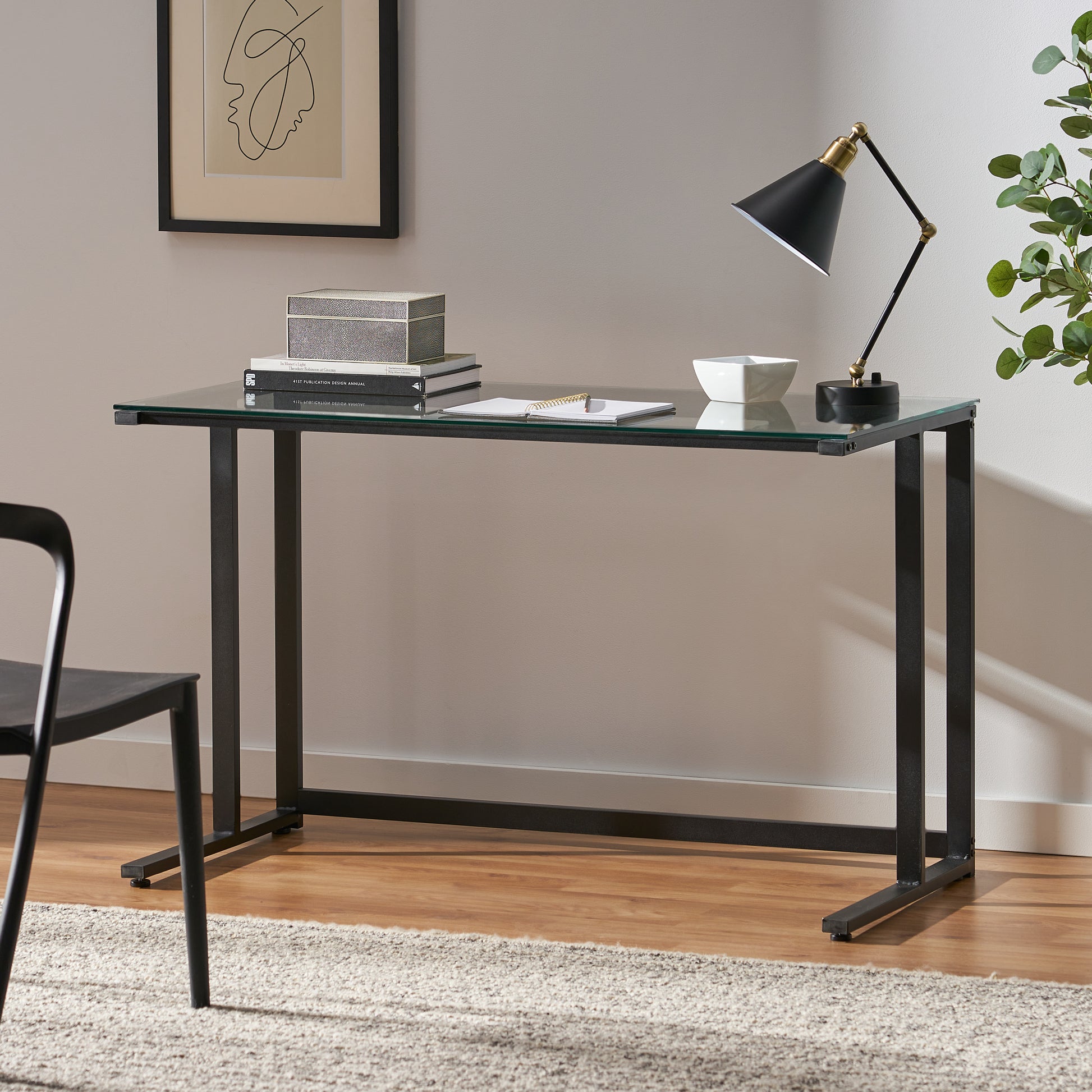 Computer Desk Black Glass