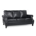 3 Seater Sofa Black Faux Leather 3 Seat