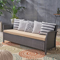 St Lucia 3 Seater Brown Tan Pe Rattan Iron Waterproof Fabric