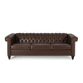 Sofa 3 Seater Dark Brown Pu 3 Seat