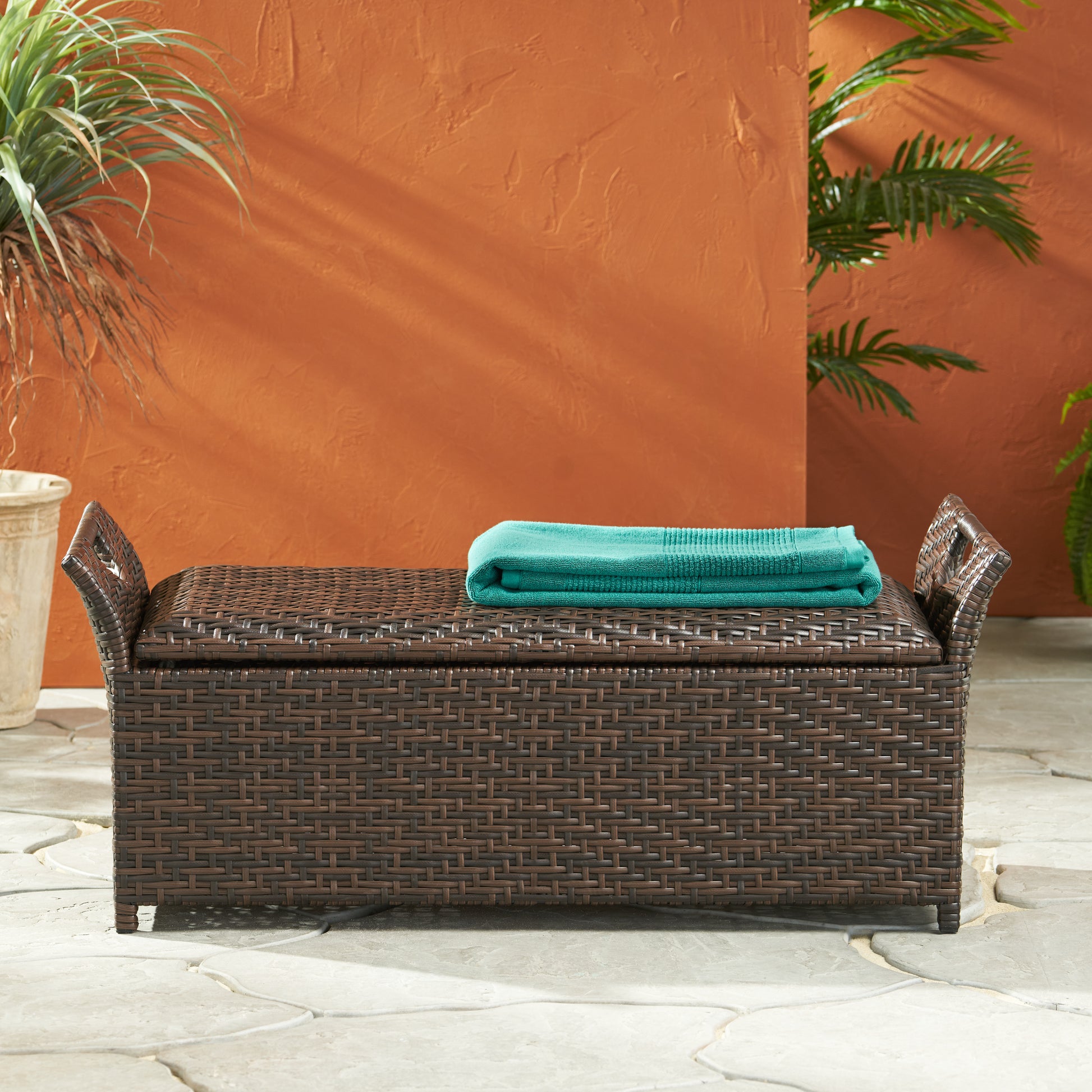 Wing Pe Storage Bench Brown Multi Rattan