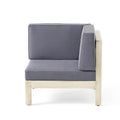 Brava X Back 2 Seater Sectional Seat With Coffee Table. Light Grey Dark Grey Seats 2 Acacia Wood