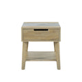 Calgary Sintered Stone Inlay Side Table Brown Brown Wood