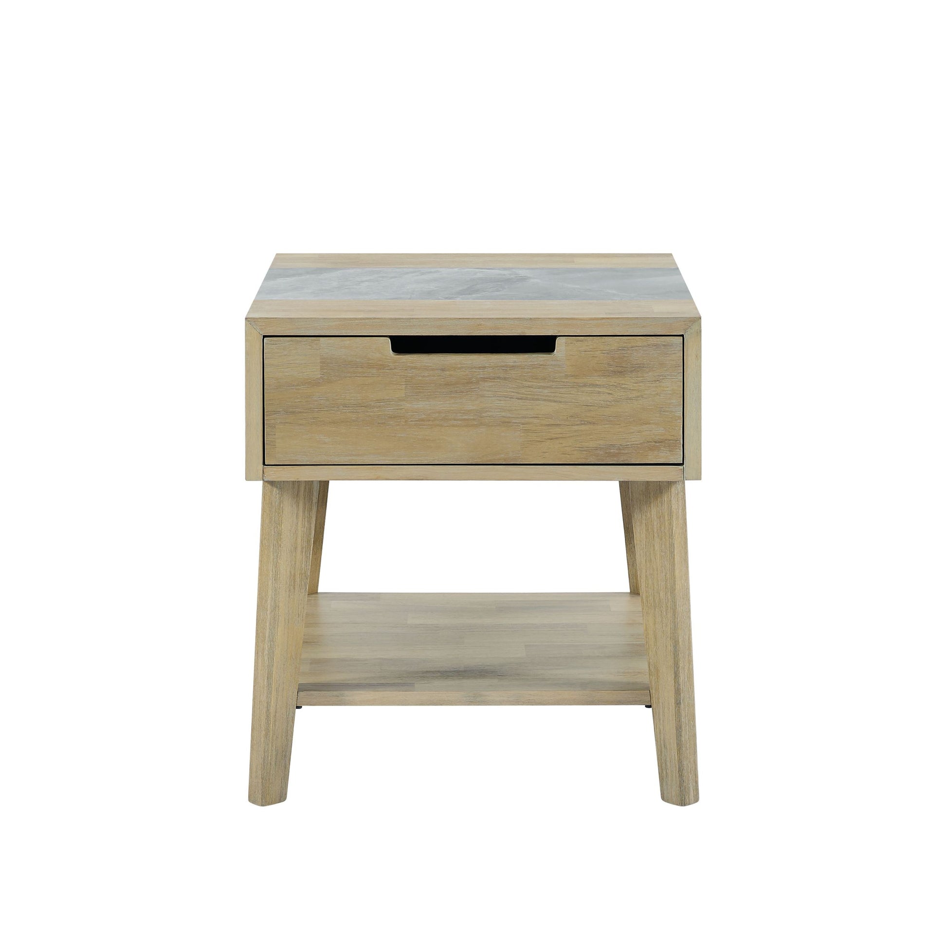Calgary Sintered Stone Inlay Side Table Brown Brown Wood