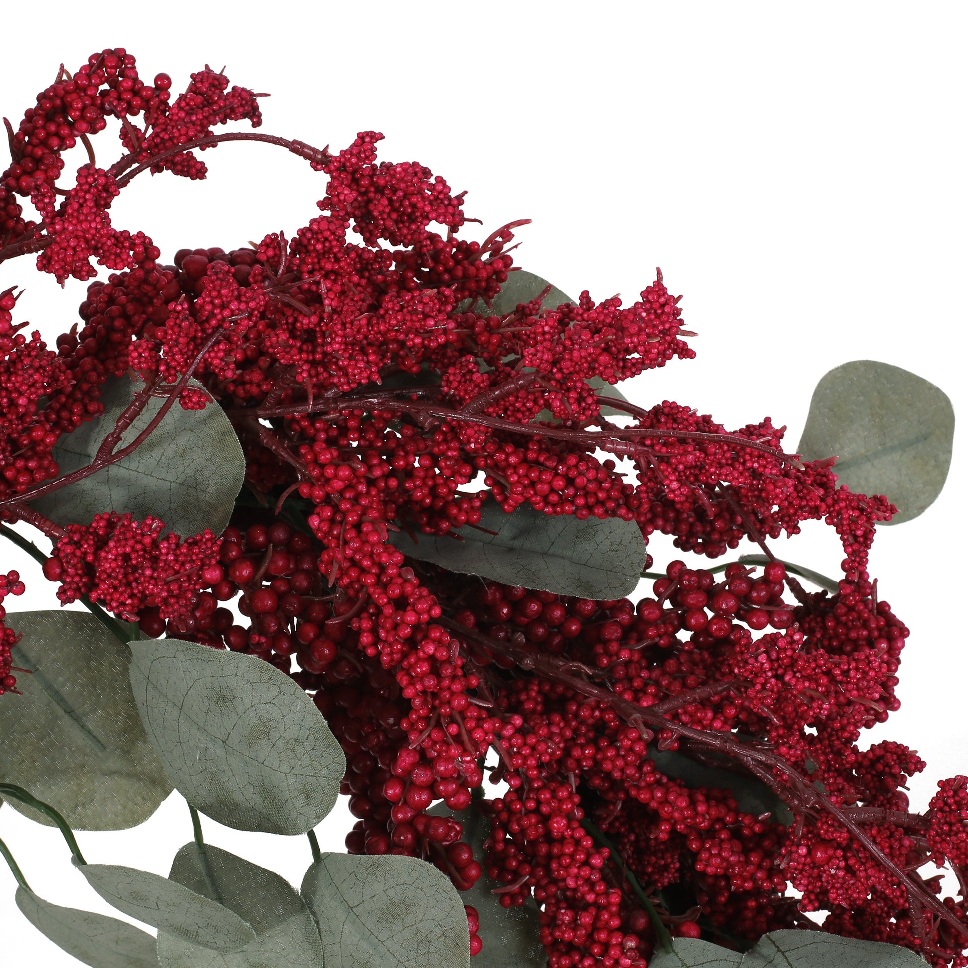 29" Eucalyptus Berry Wreath Red Polyester