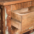 Side Table With Drawer Natural Wood Metal