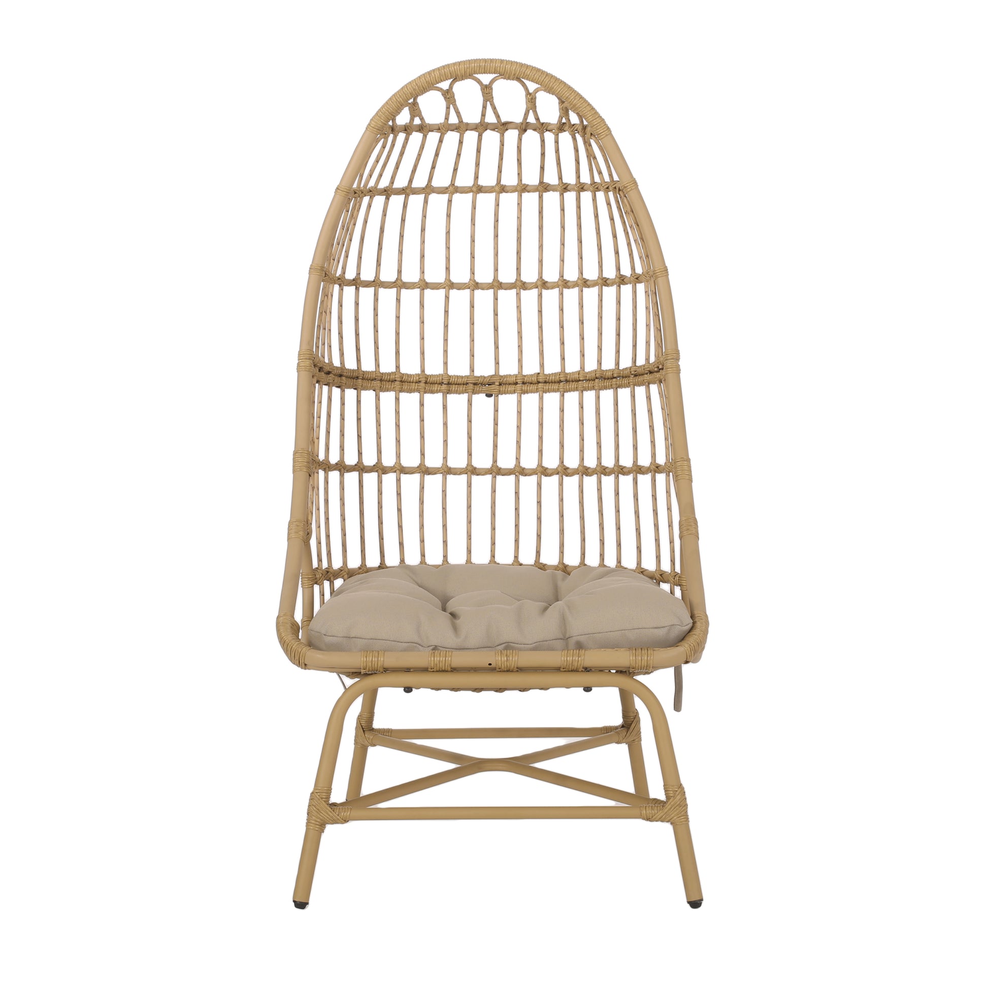 Elon Cocoon Chair Light Brown Pe Rattan Iron Waterproof Fabric