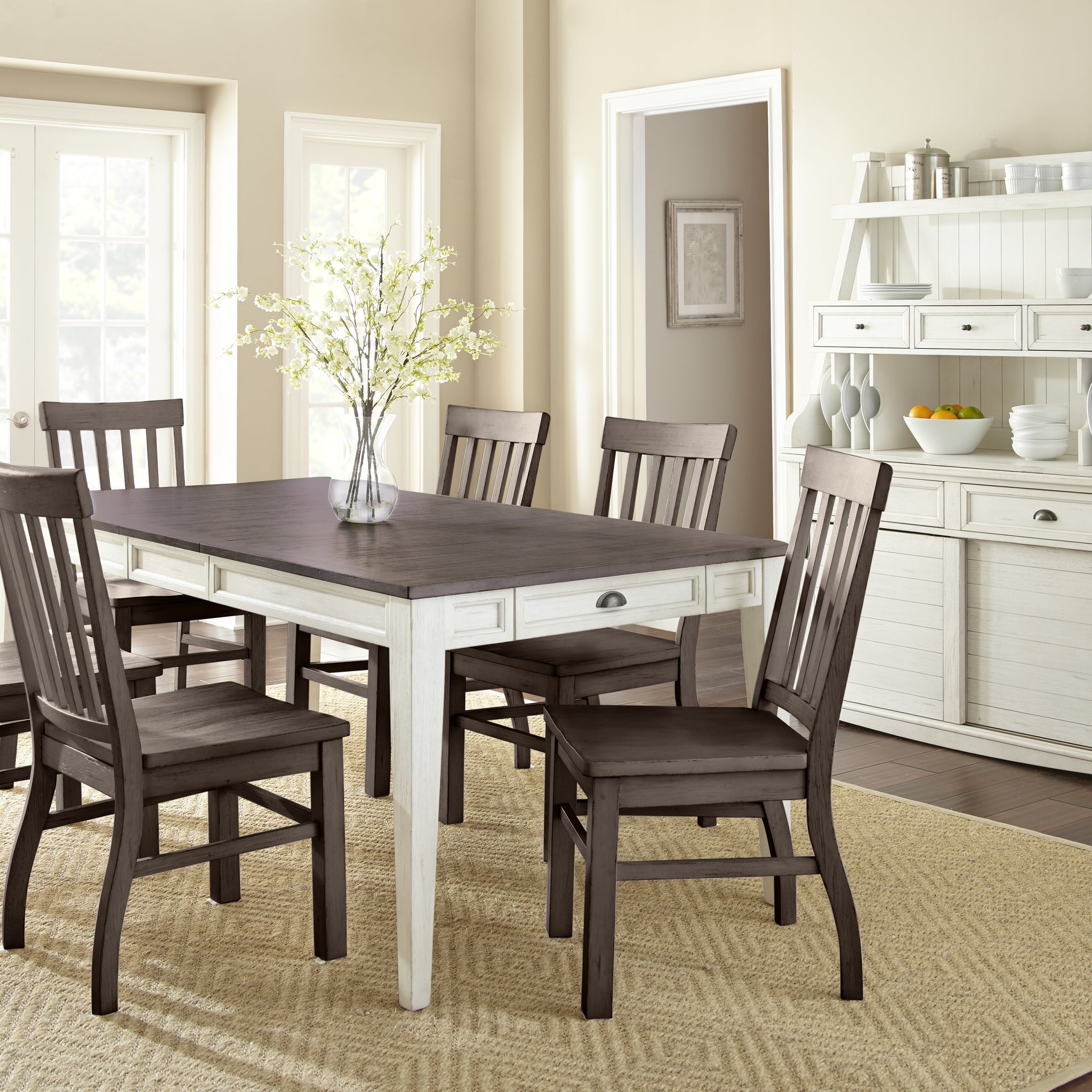 Cayla 7 Piece Dining Set Dark Brown Dark Brown Wood