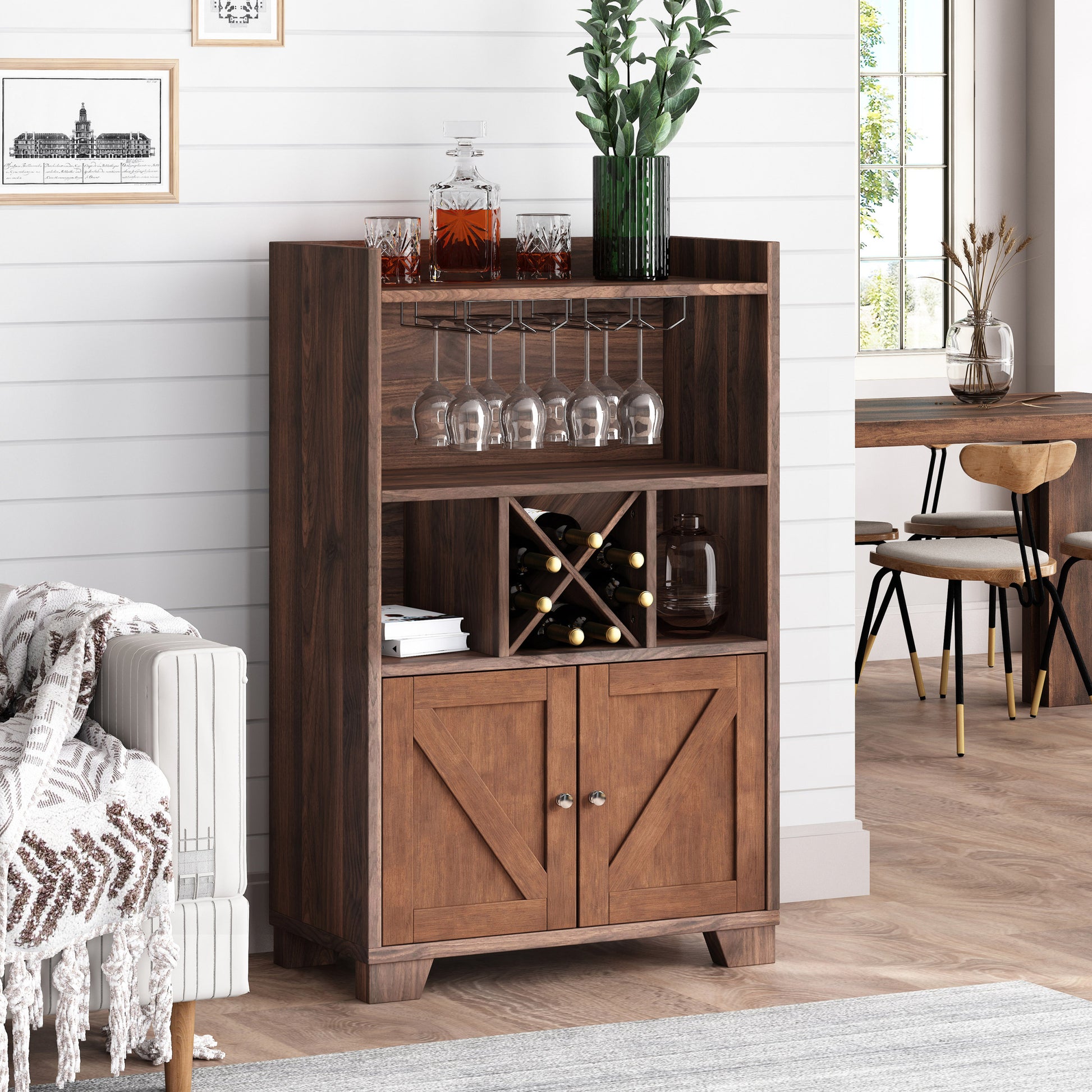 Monita Wine Cabinet Walnut Rubber Wood