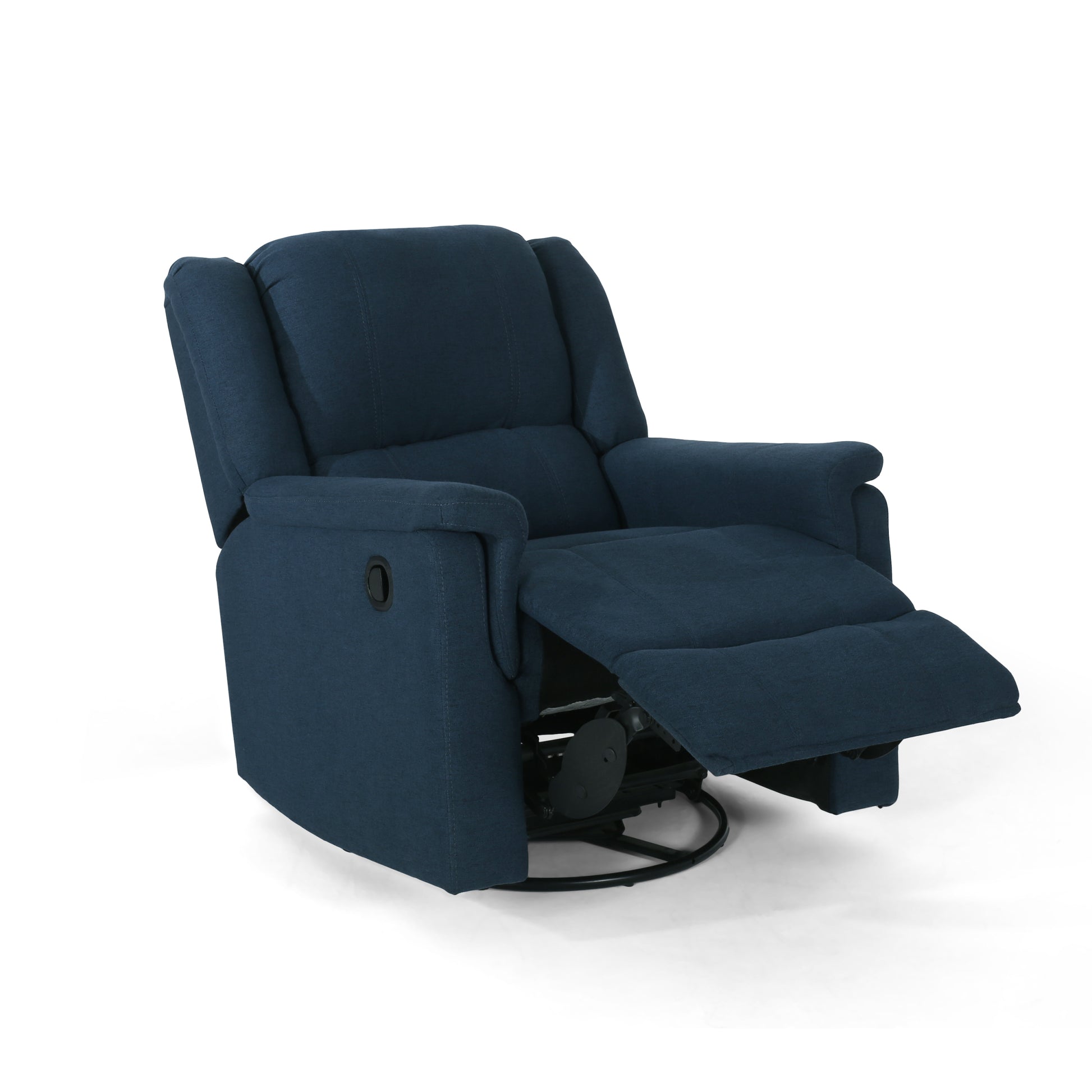 Glider Recliner With Swivel Navy Blue Fabric