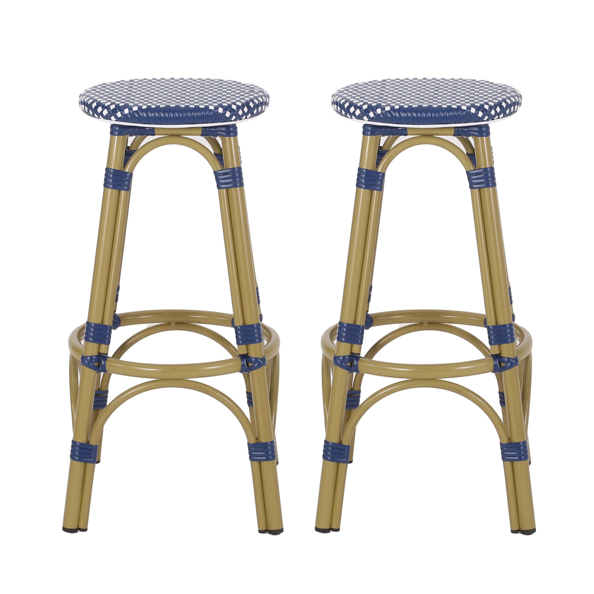 Barstool Navy Blue Wicker