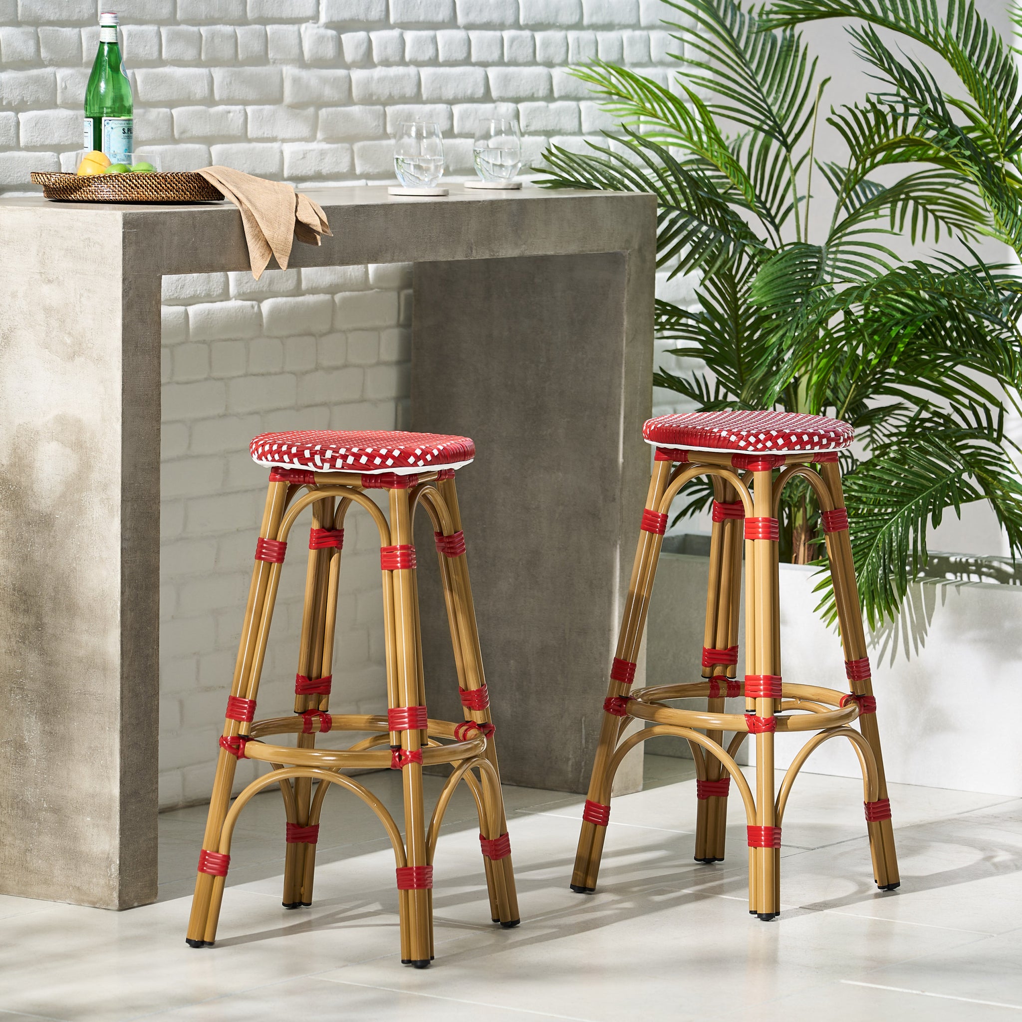 Barstool Red Wicker