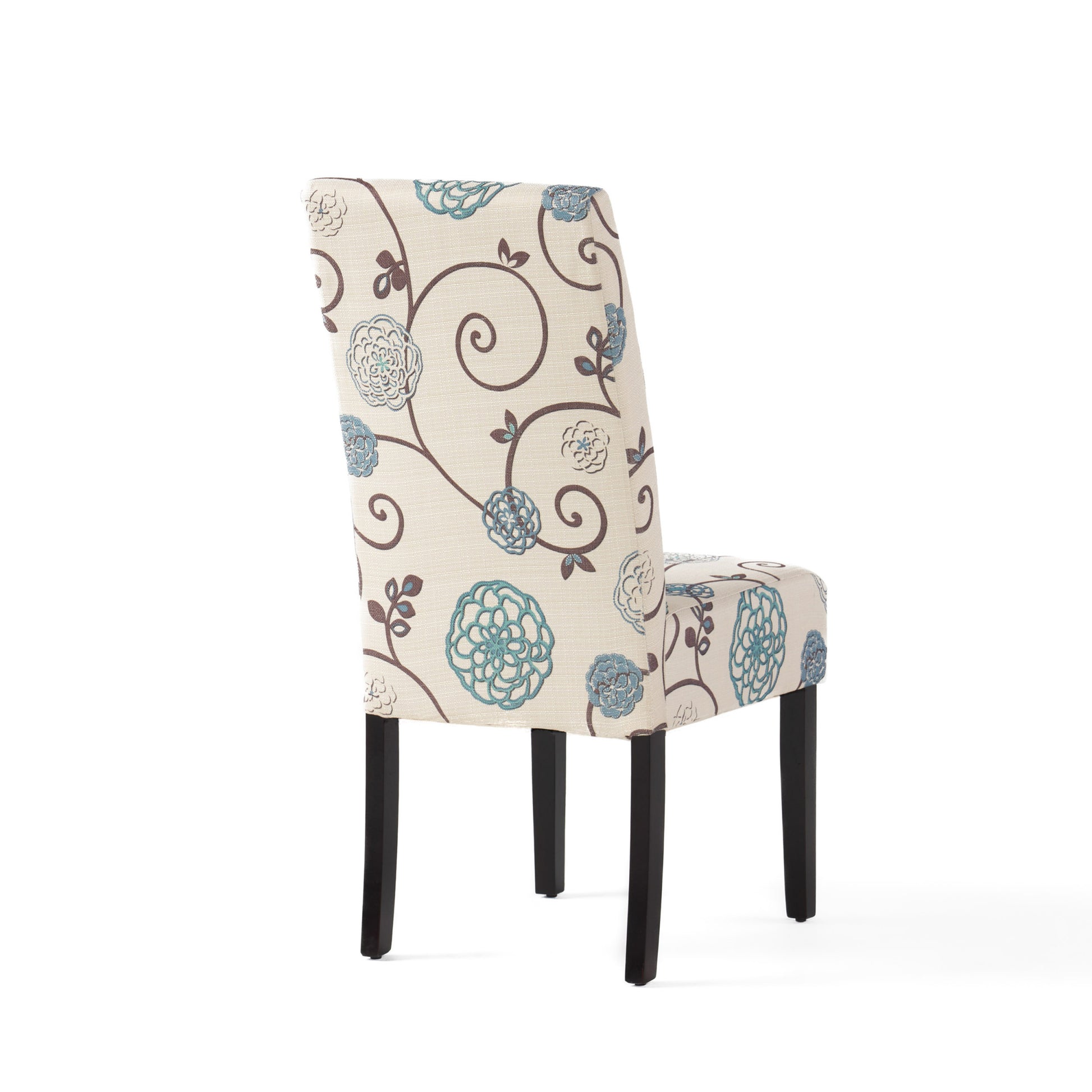 Dining Chair White Blue Fabric