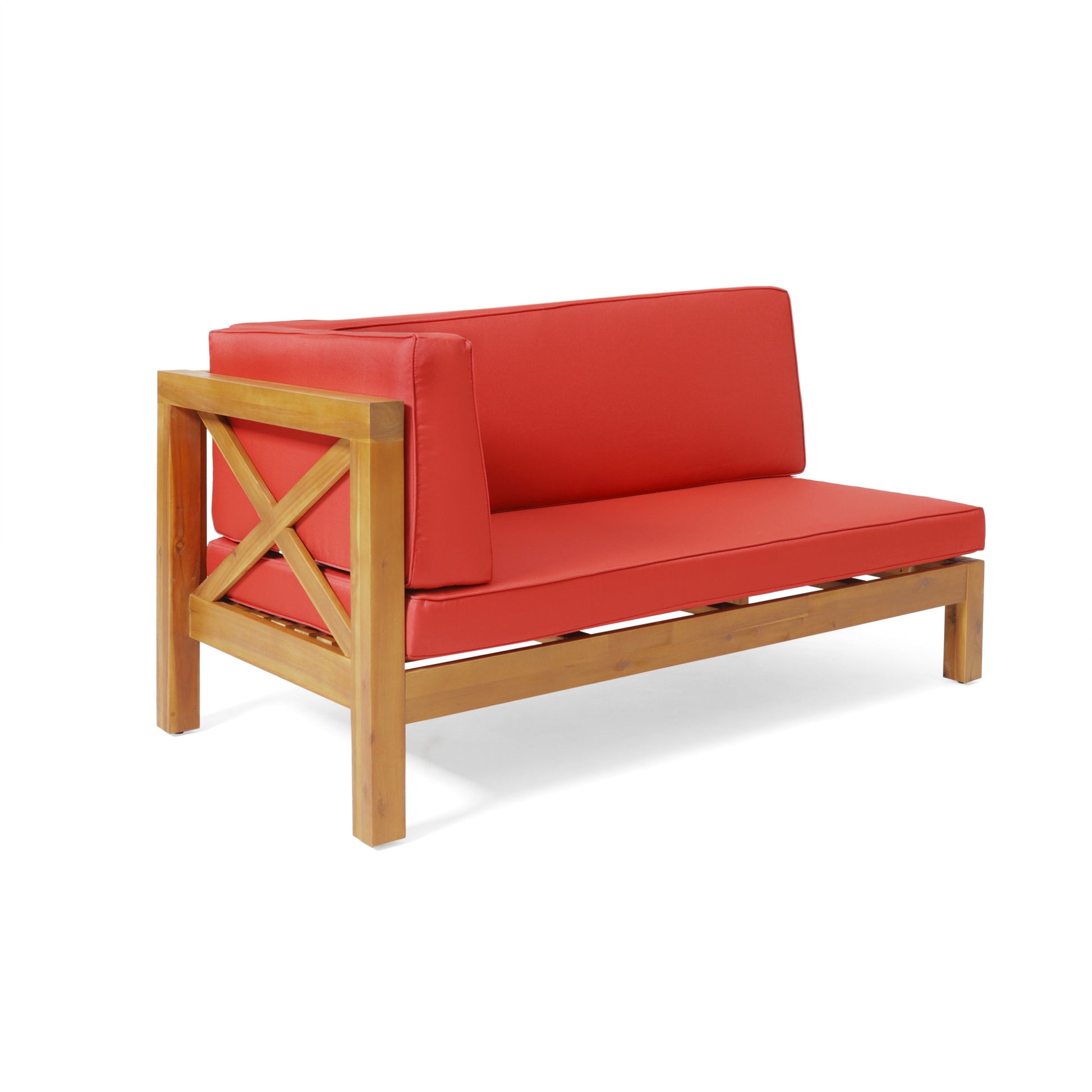 Brava X Back Left Corner Bench, Red Red Acacia Wood