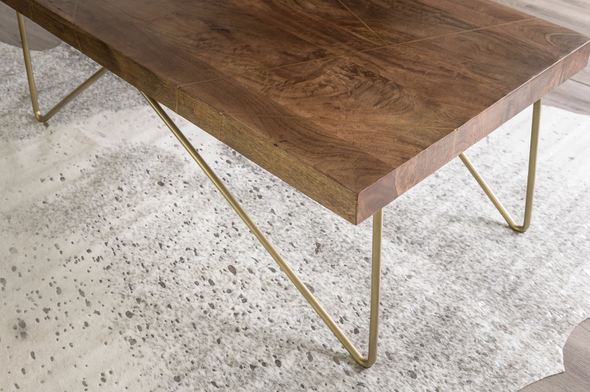 Walter Brass Inlay Cocktail Table Brown Brown Iron