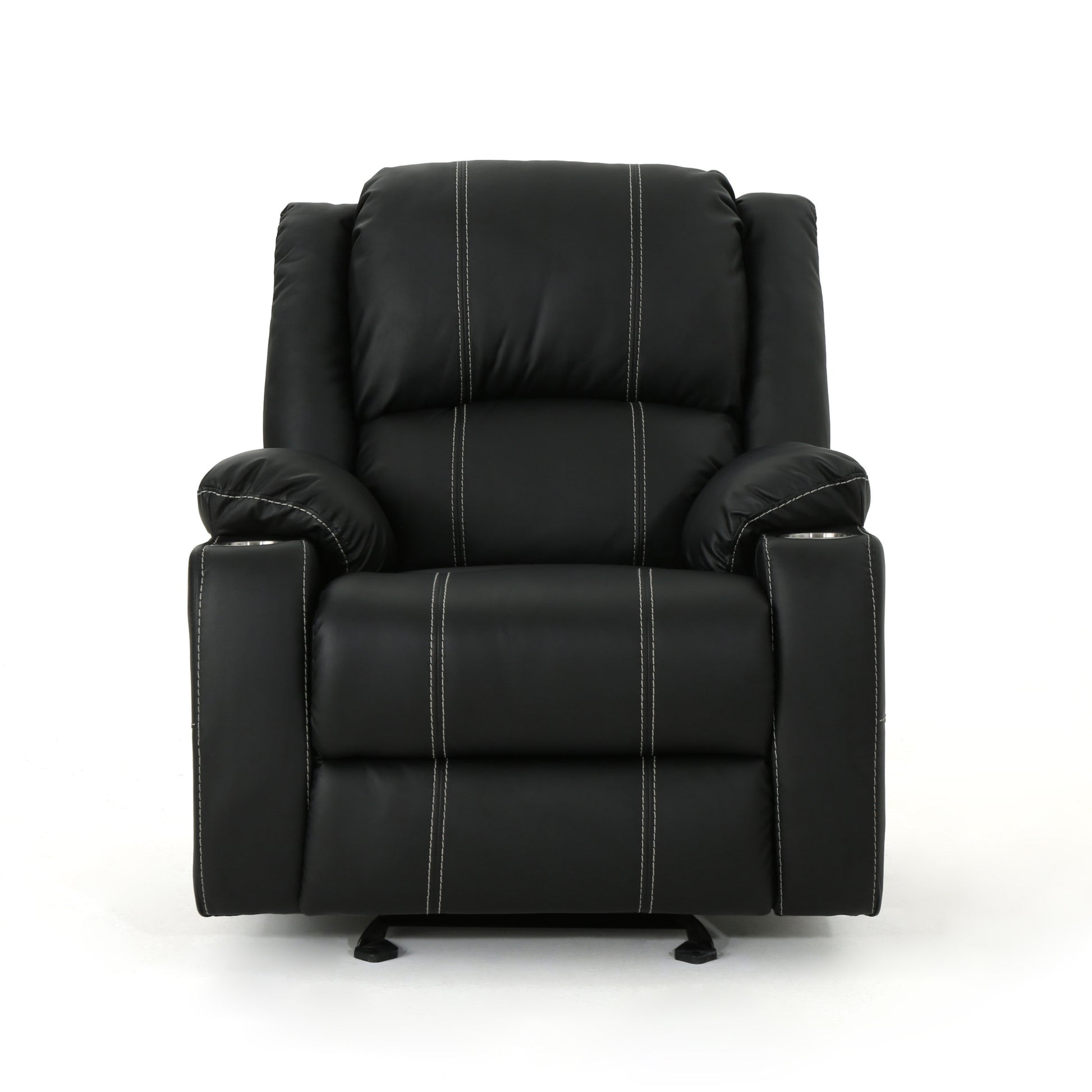 Glider Recliner With Steel Cup Holders Black Pu