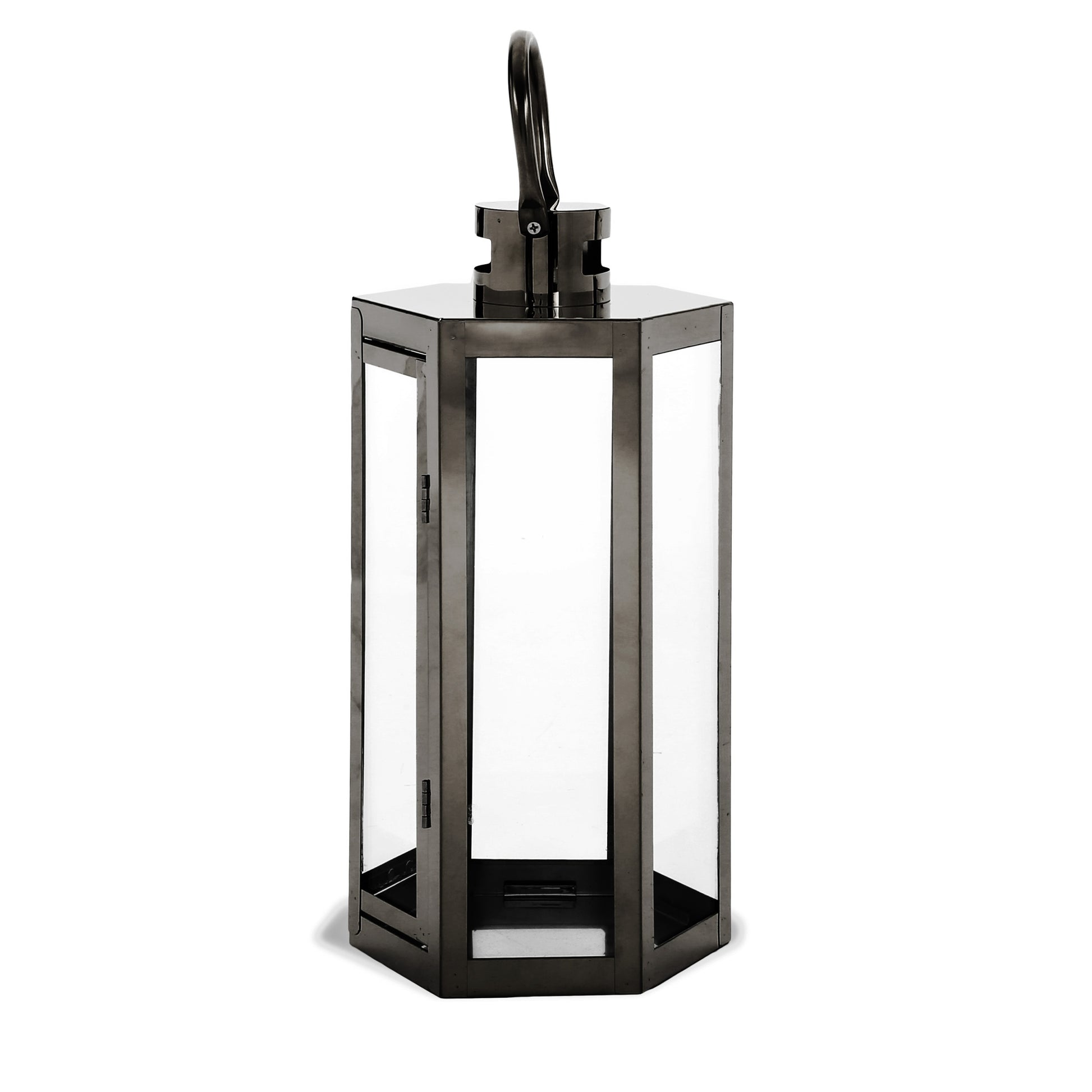 Frank 16"H Stainless Steel Lantern Black Stainless Steel