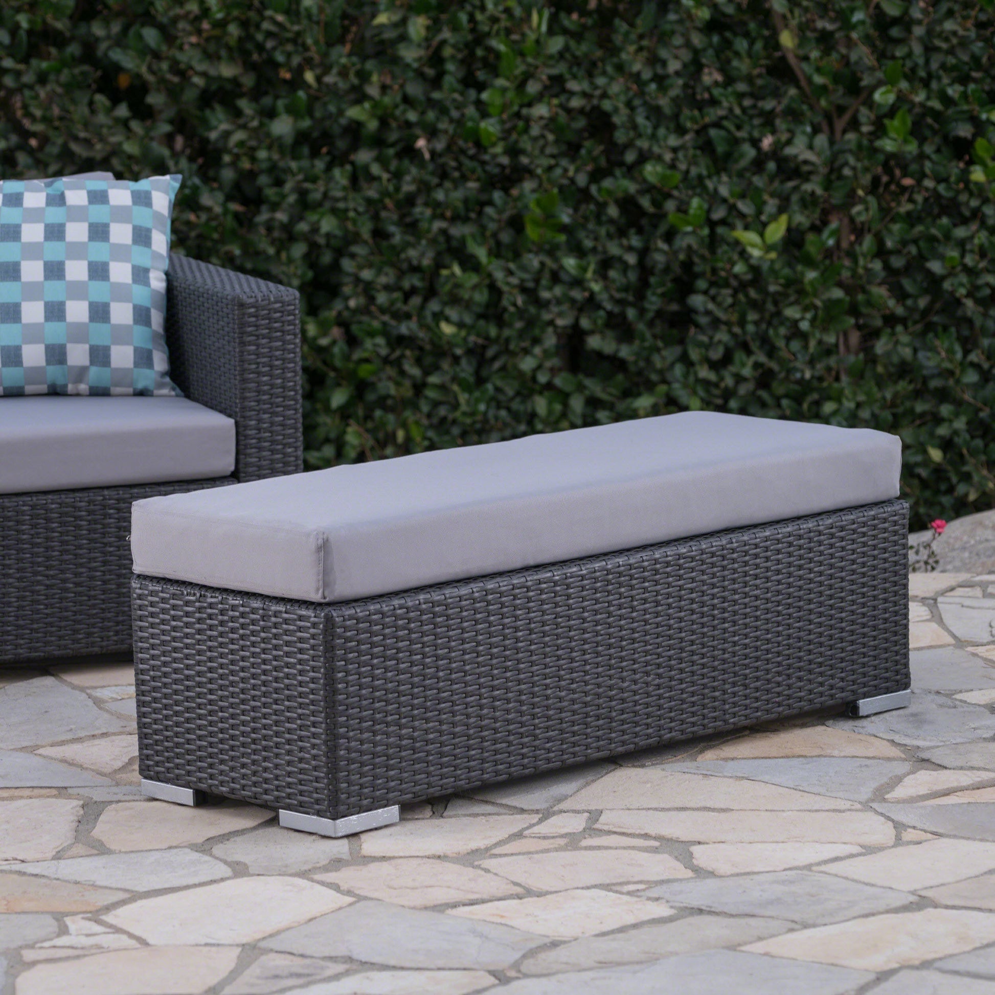 Santa Rosa Bench Grey Silver Wicker