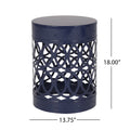 Outdoor Metal End Table Large Navy Blue Iron