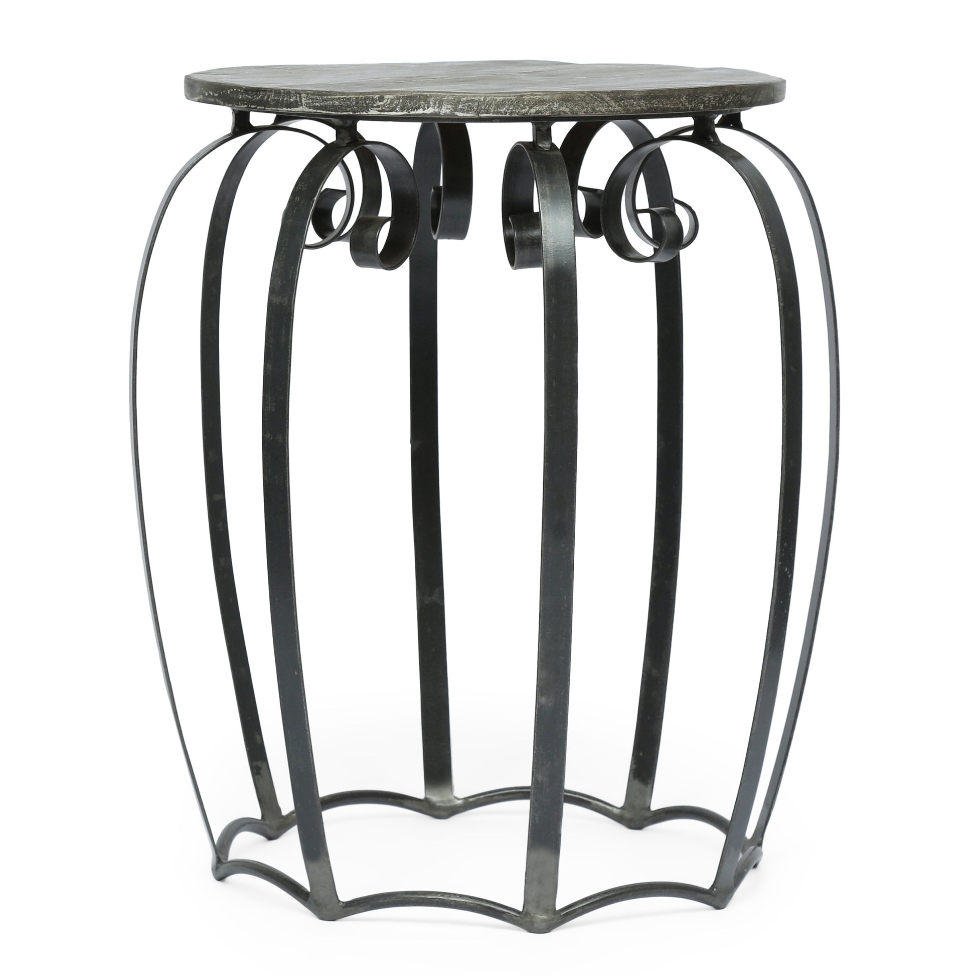 End Table Grey Wood Metal