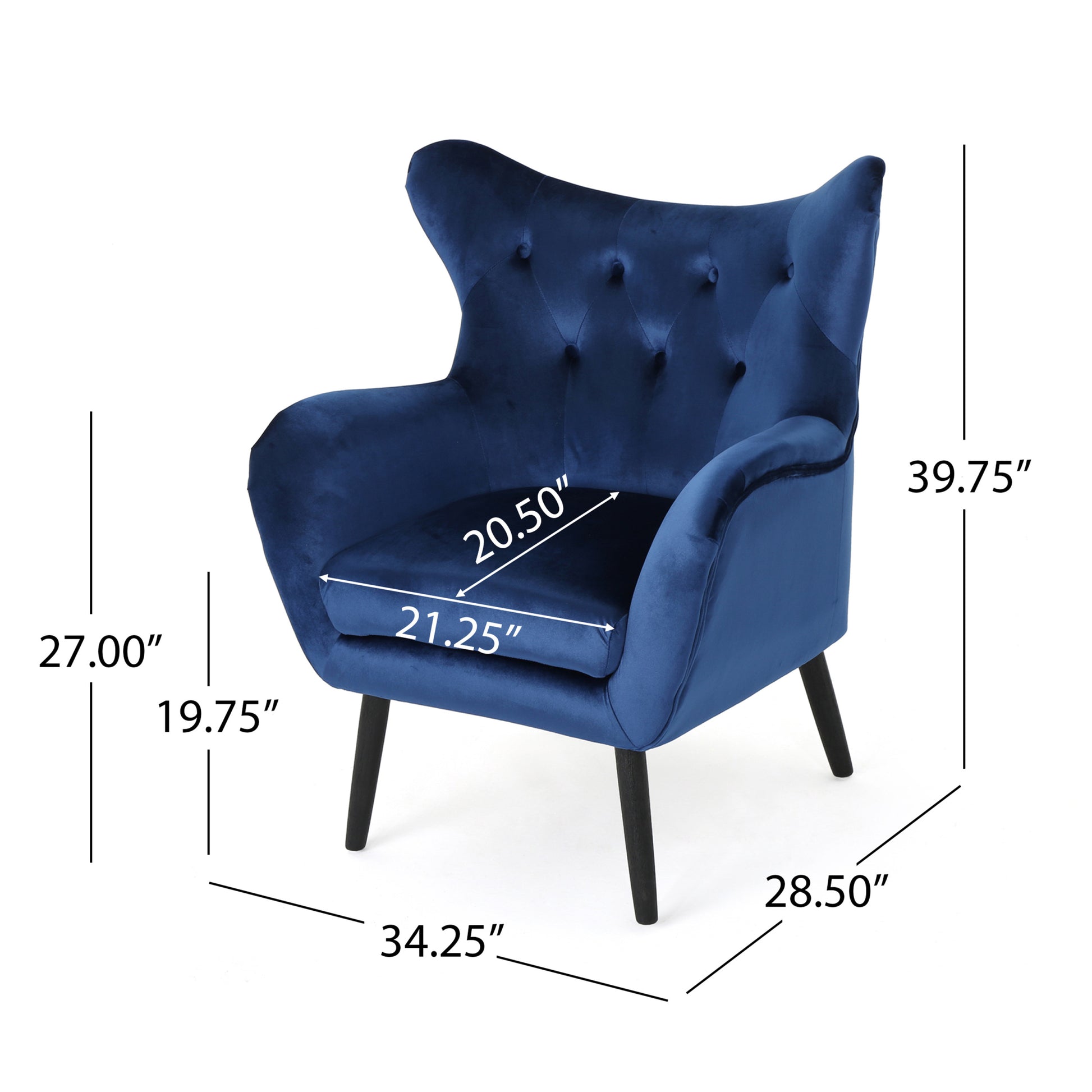 Arm Chair Navy Blue Velvet