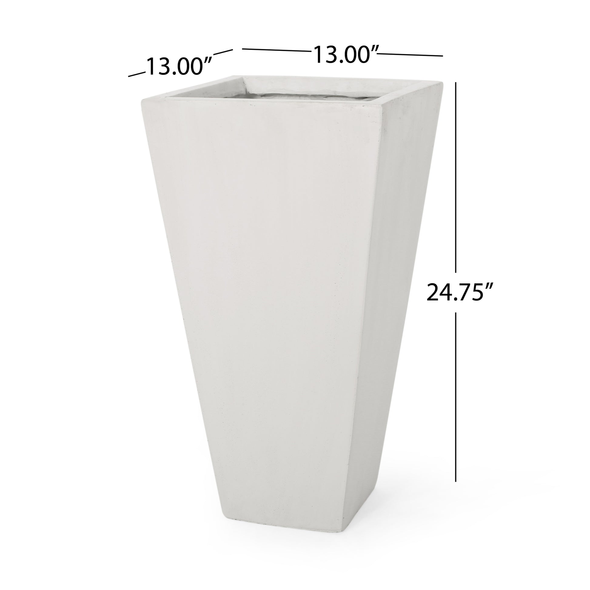 13" Outdoor Modern Mgo Small Cast Stone Planter, White Matte White Magnesium Oxide