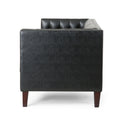 Mirod Comfy 3 Seat Sofa With Tufted Backmodern For Living Room Black Pu 3 Seat