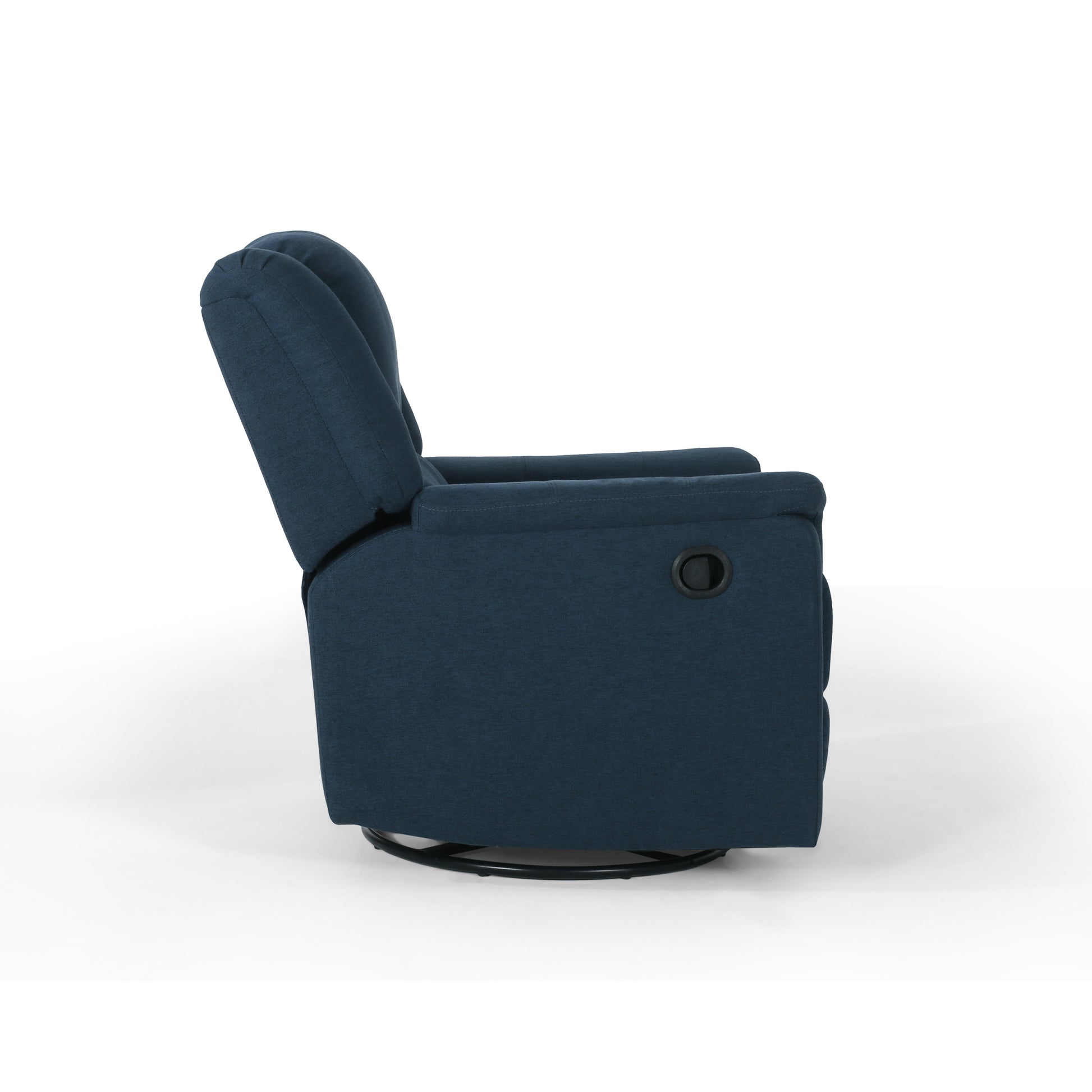 Glider Recliner With Swivel Navy Blue Fabric