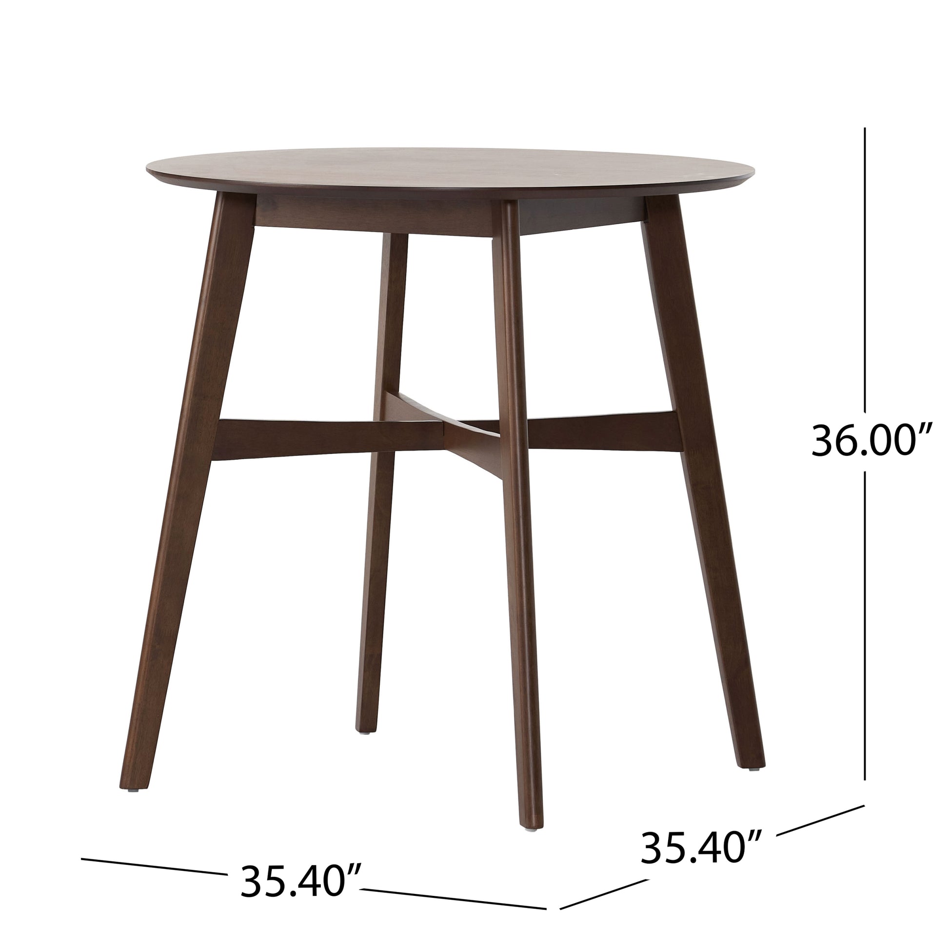 Wood Counter Height Round Dining Table, Brown, 35.4"D X 35.4"W X 36"H Walnut Mdf