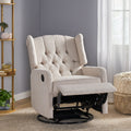 Classic Design, Manual Recliner Chair With 360 Degree Swivel Beige Fabric