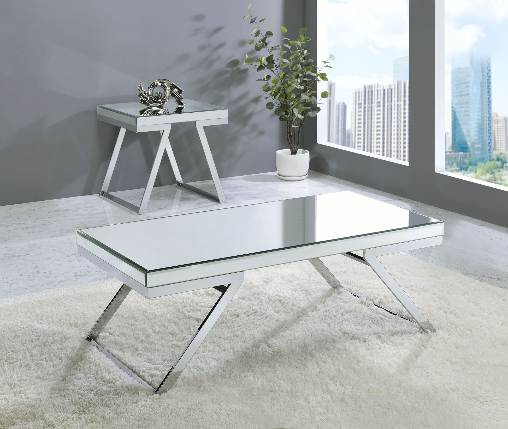 Alfresco Mirrored Coffee Table Silver Silver Wood