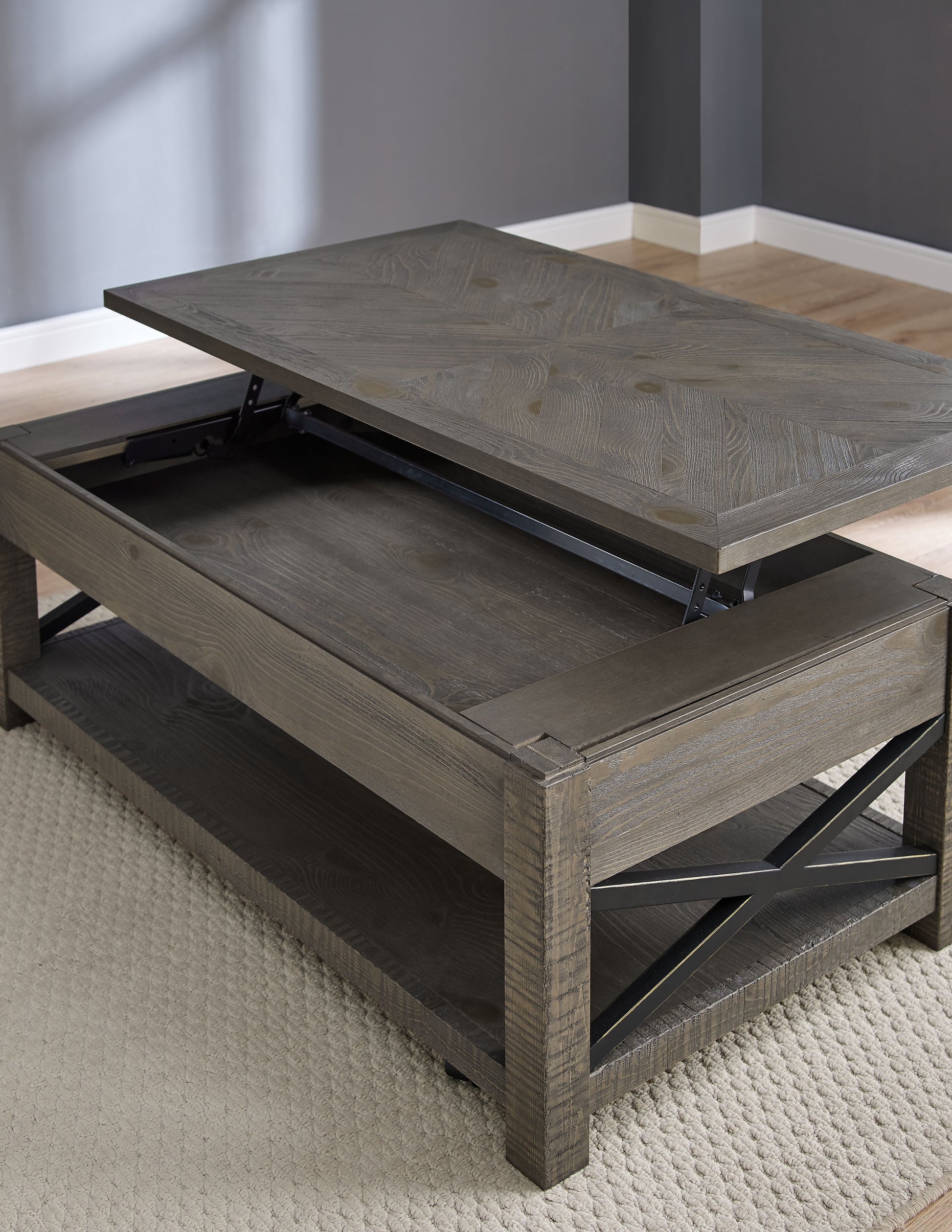 Dexter Lift Top Cocktail Table Brown Brown Wood