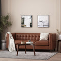 Mirod Comfy 3 Seat Sofa With Tufted Backmodern For Living Room Light Brown Pu 3 Seat