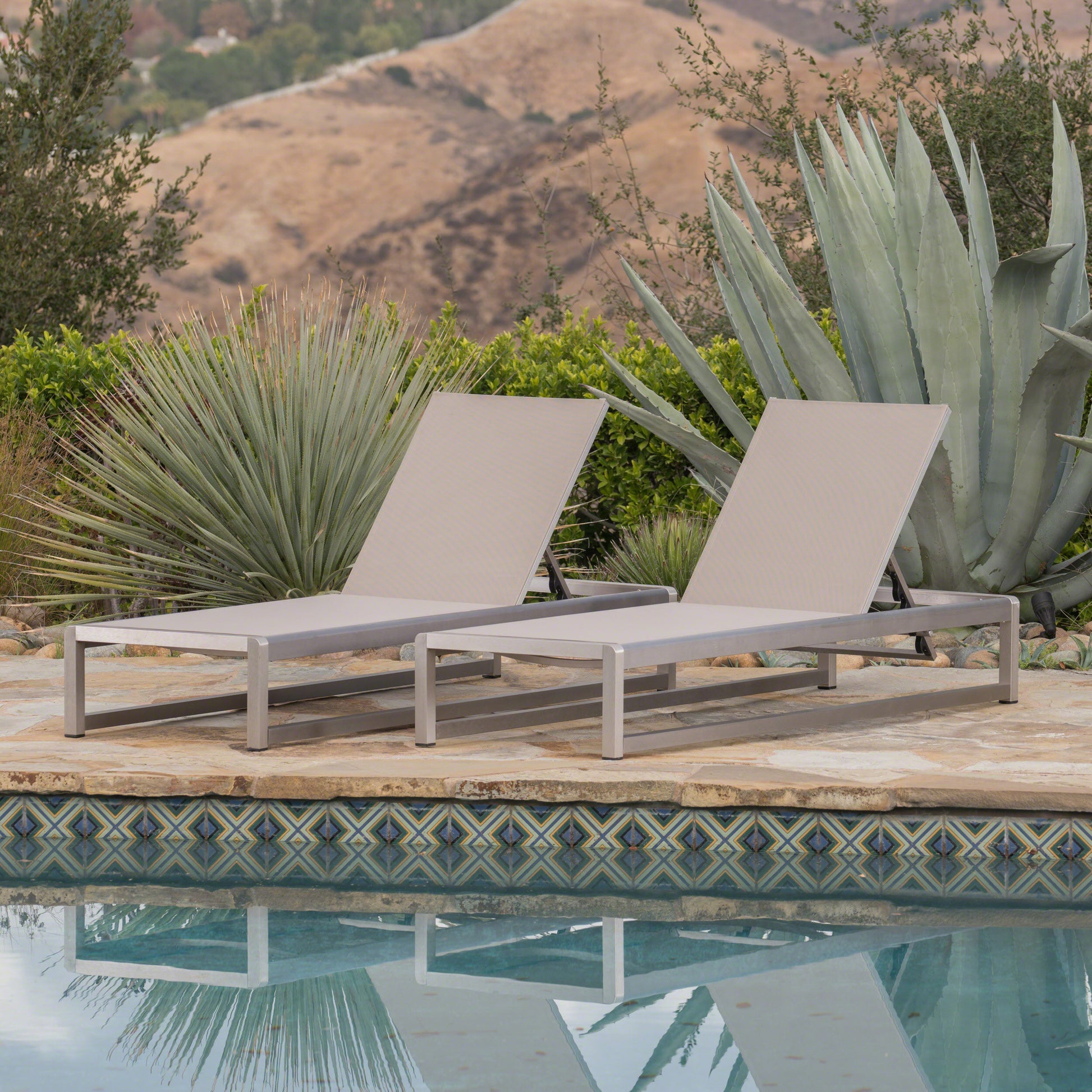 Modesta Chaise Lounge Set Of 2 Grey Mesh