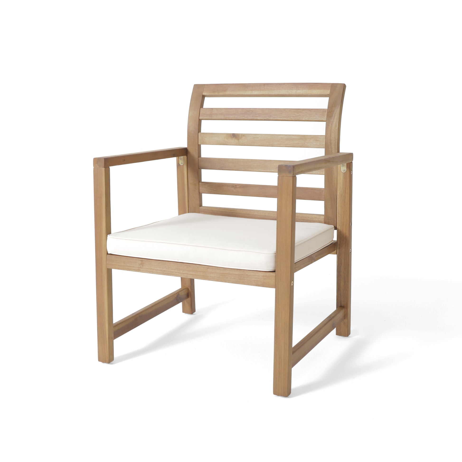 Outdoor Acacia Wood Club Chairs, 2 Pcs Set, Natural Stained White, 25.5"D X 24.5"W X 33.0"H Natural Acacia Wood