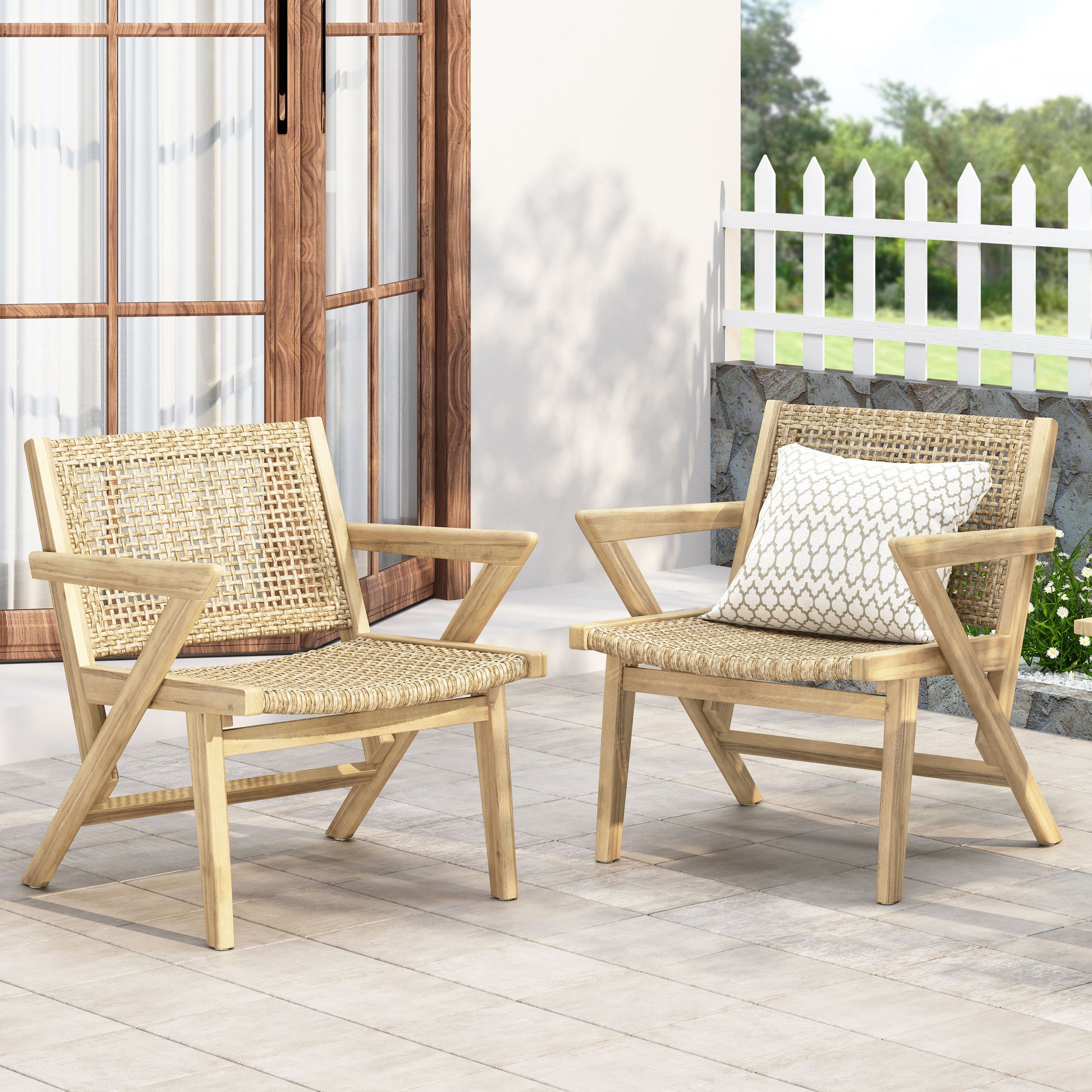 Braxton Chair Set Of 2 Light Brown Wicker
