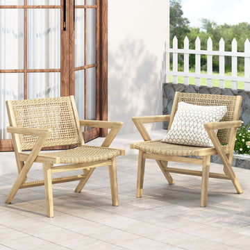 Braxton Chair Set Of 2 Light Brown Wicker