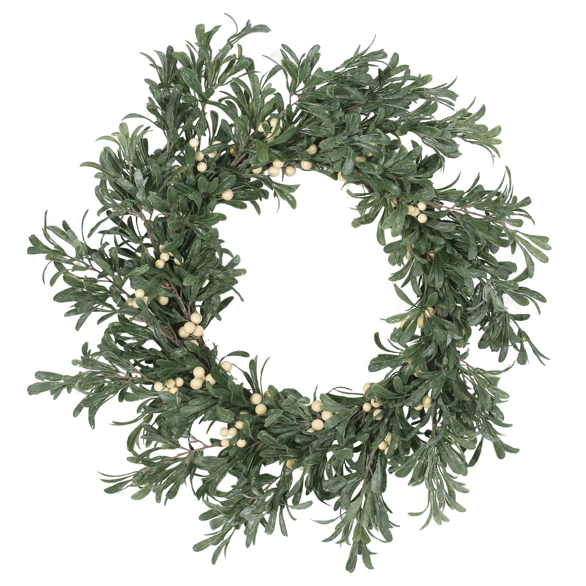 29" Snowberry Wreath White Green Plastic