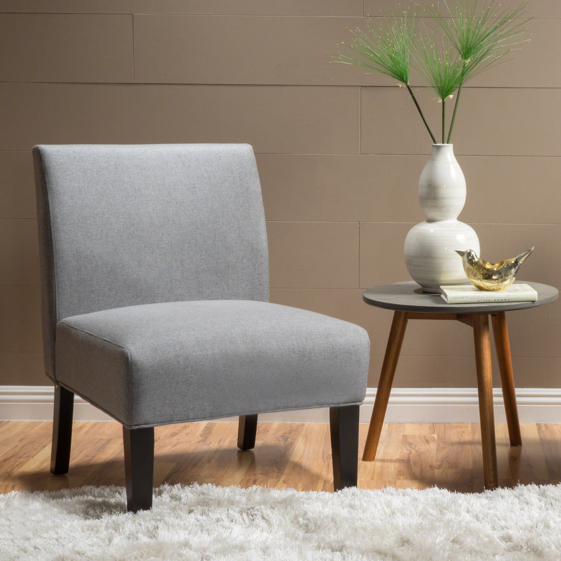 Accent Chair Grey Fabric