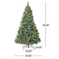 7' Cashmere And Snow Bristle Mixed Tree With 75Pine Cones And 900 Led Lights Ul,1233Tips,Dia.:59 Green Pvc