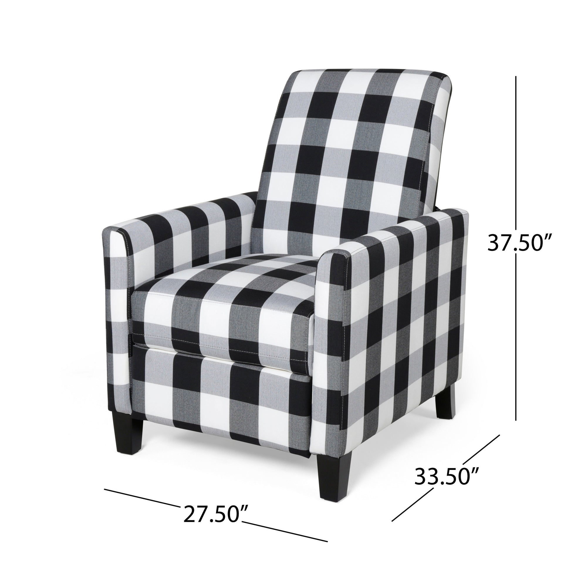 27.5" Wide Manual Club Recliner Black White Fabric