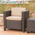 Puerta Club Chair Mp1 Brown Beige Rattan Waterproof Fabric Metal