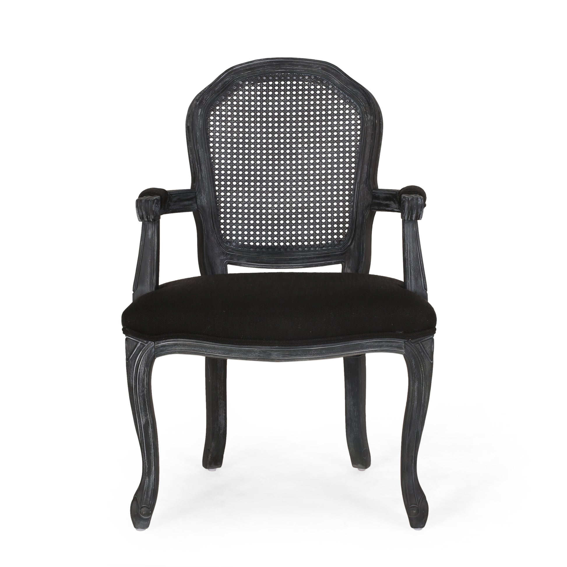 Dining Chair Black Wood Fabric