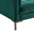 Isaac Stitch Velvet Loveseat Green Green Fabric